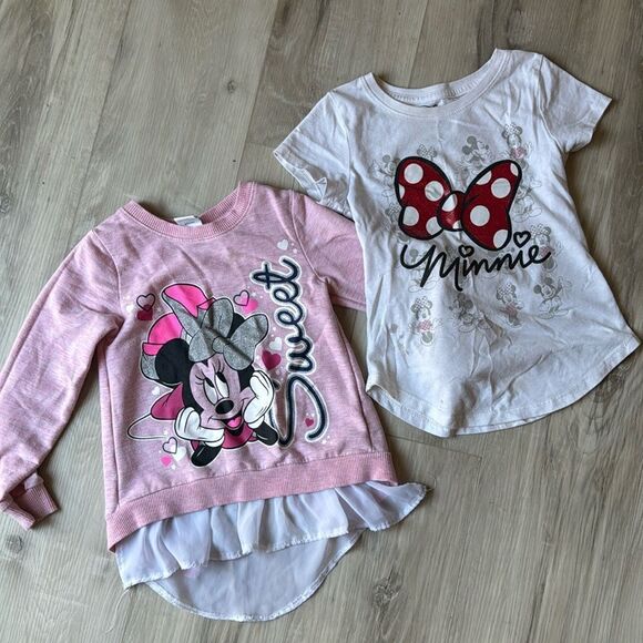Minnie Mouse Bundle Set Top Sweatshirt Tshirt Girls Size 6 - Picture 1 of 6